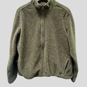 Orvis Full Zip Fleece Jacket SZ L Speckled Earthy Green Outdoor Gorpcore Hiking